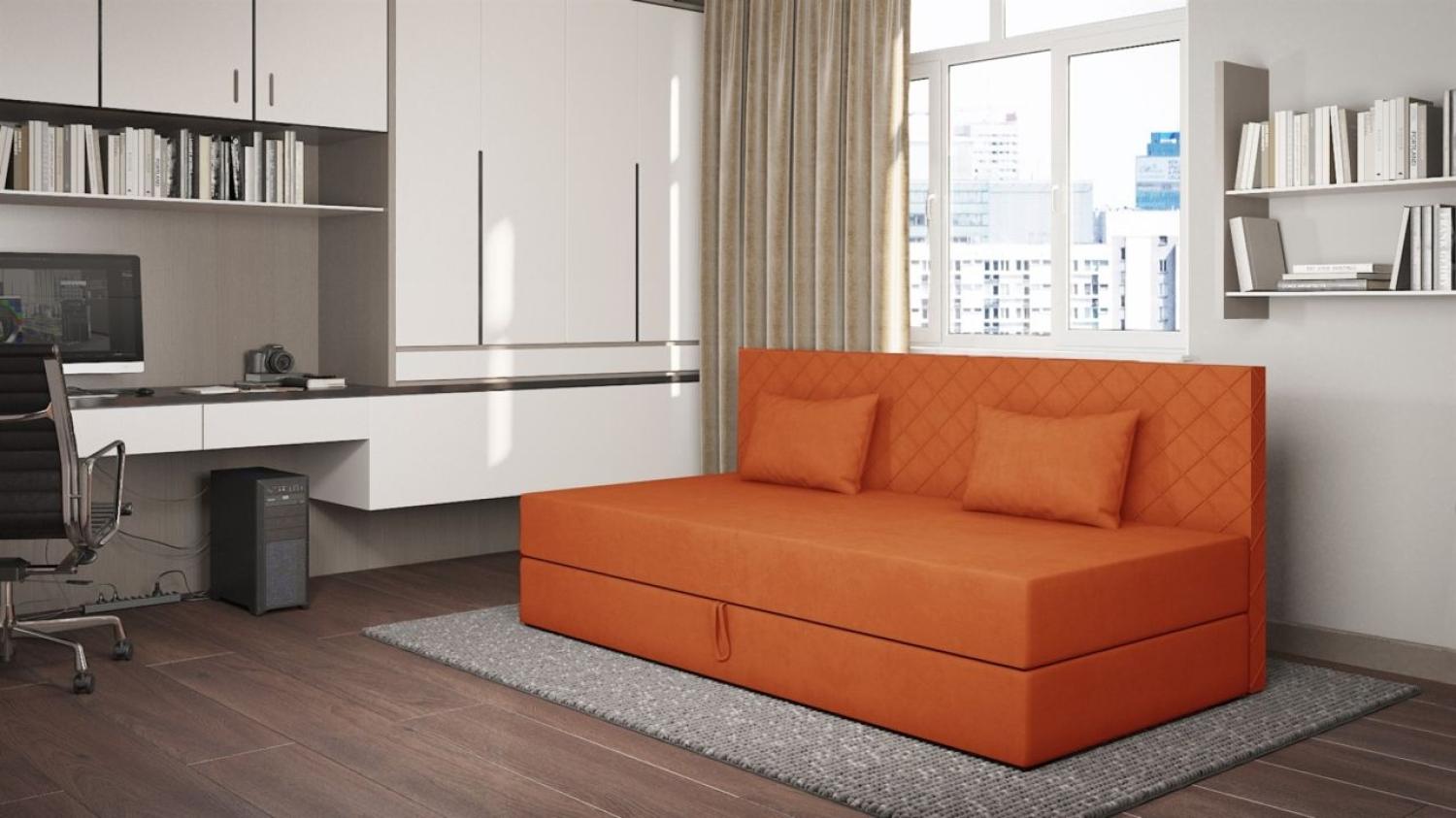 Sofa Polsterliege Kindersofa SIENA in Stoff Opera Velvet Orange Bild 1