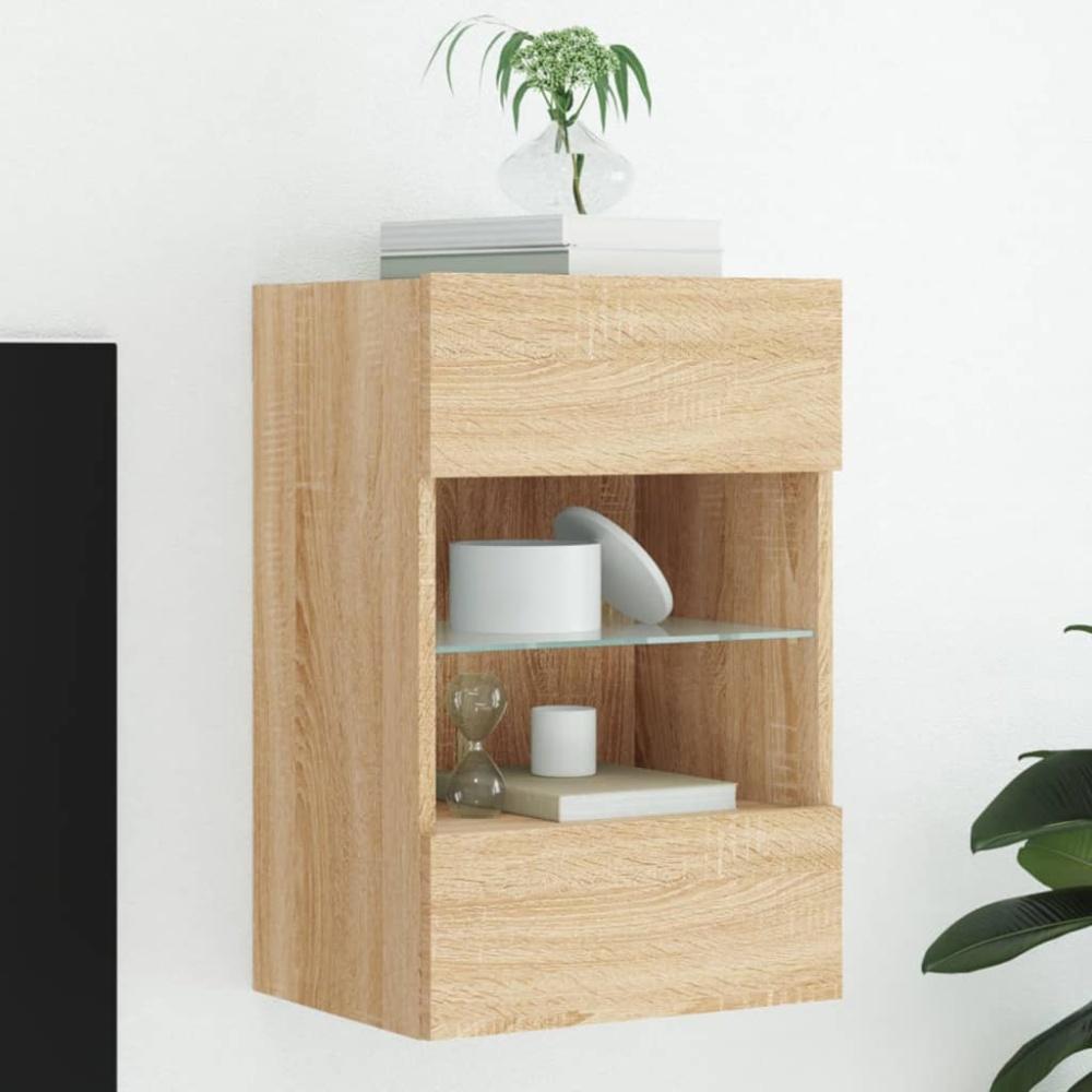 vidaXL TV-Wandschrank mit LED-Leuchten Sonoma-Eiche 40x30x60,5 cm 837082 Bild 1