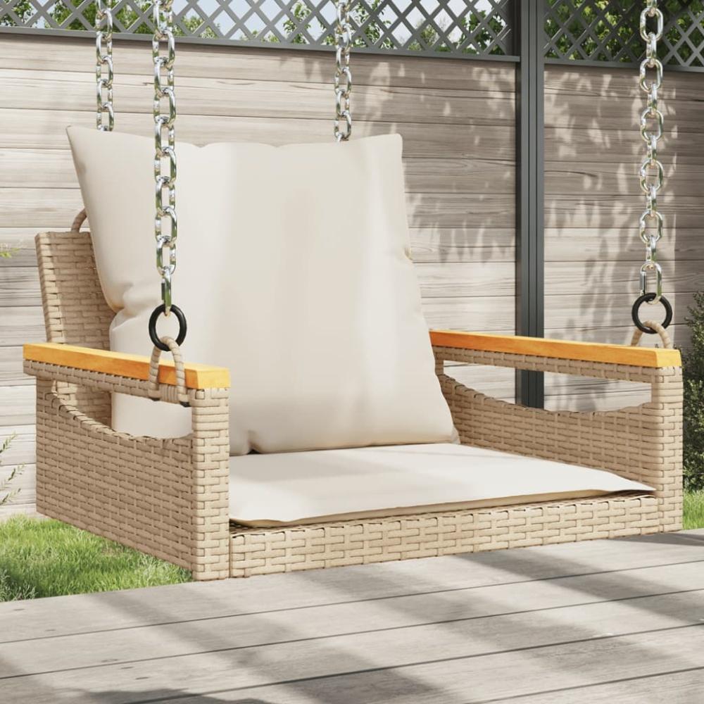 vidaXL Hängesessel mit Kissen Beige 63x62x40 cm Poly Rattan 368166 Bild 1