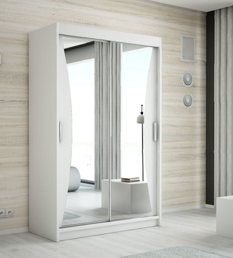 Schwebetrenschrank NIKO 2-trig Schrank 160 cm (mit Spiegel) Farbe: Wei Bild 1