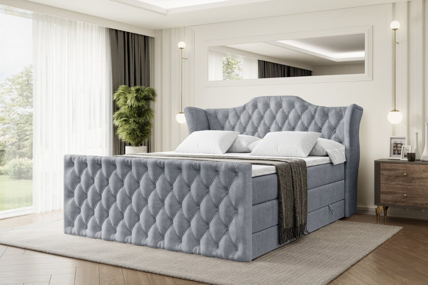 ALTDECOR Boxspringbett VILA-Z KING (Multipocket-Matratze H4, H3 Matratze Bonellfederung, Topper, Kopfteil) Bild 1