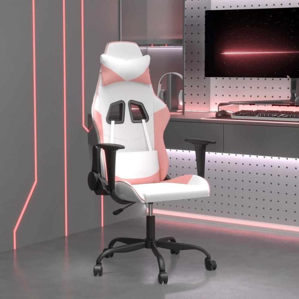 vidaXL Gaming-Stuhl Weiß und Rosa Kunstleder 3143650 Bild 1