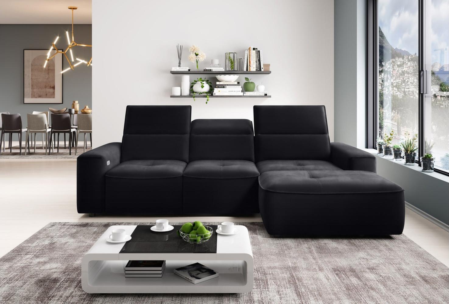 Stylefy Colton MINI Ecksofa Velours Schwarz Rechts Bild 1