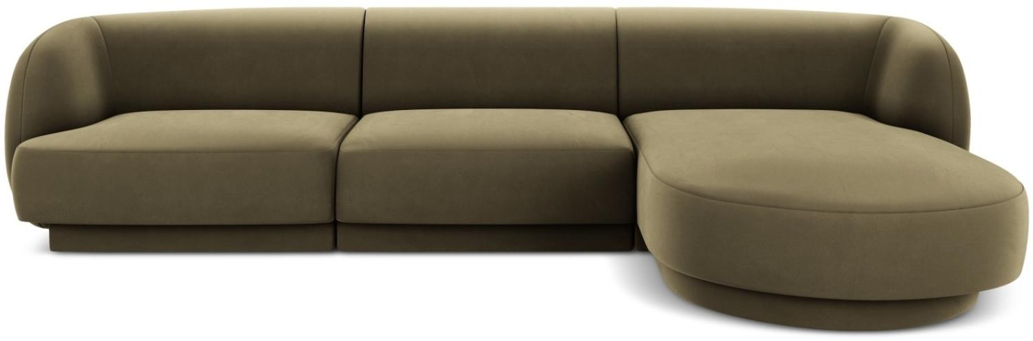 Micadoni 4-Sitzer Samtstoff Ecke rechts Sofa Miley | Bezug | Beinfarbe Black Plastic, Grün Bild 1