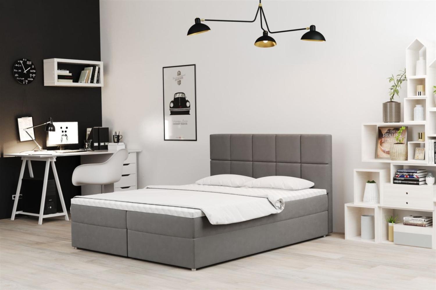 Boxspringbett Schlafzimmerbett FRASCO 160x220cm in Stoff Jasmine Taupe Bild 1