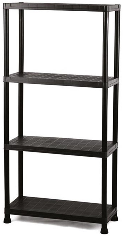 Stabiles Standregal Kunststoff Schwarz für Draußen & Drinnen, 4 Böden, 80cm Bild 1