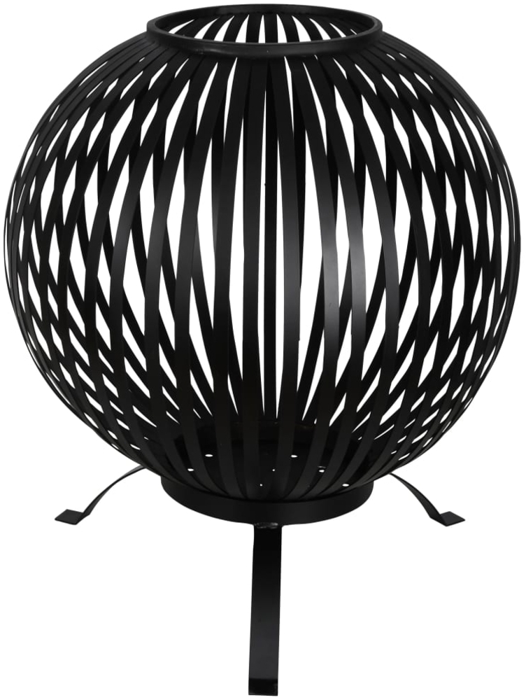 Esschert Design Feuerkorb Ball Gestreift Schwarz Kohlenstoffstahl FF400 422495 Bild 1