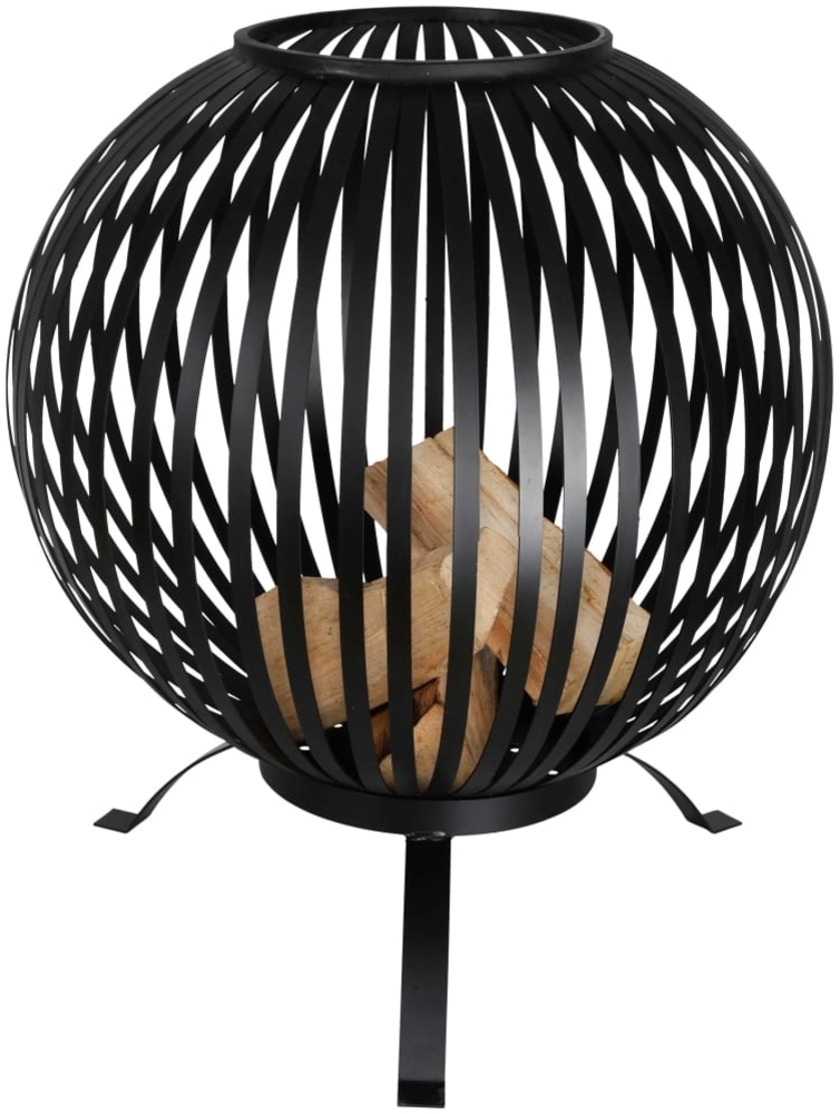 Esschert Design Feuerkorb Ball Gestreift Schwarz Kohlenstoffstahl FF400 422495 Bild 1
