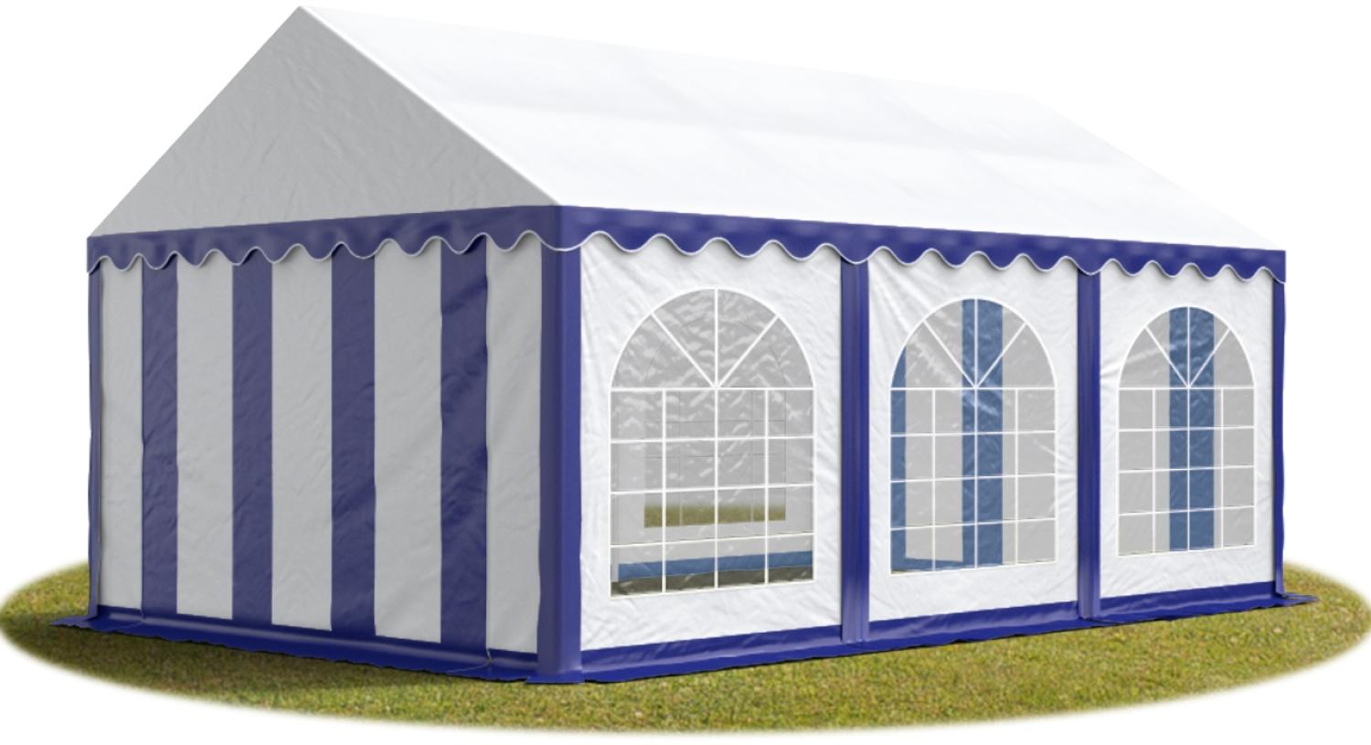 TOOLPORT Festzelt Partyzelt 3x6 m PREMIUM, hochwertige PVC Plane 750 N in blau-weiß 100% wasserdicht mit Bodenrahmen Bild 1