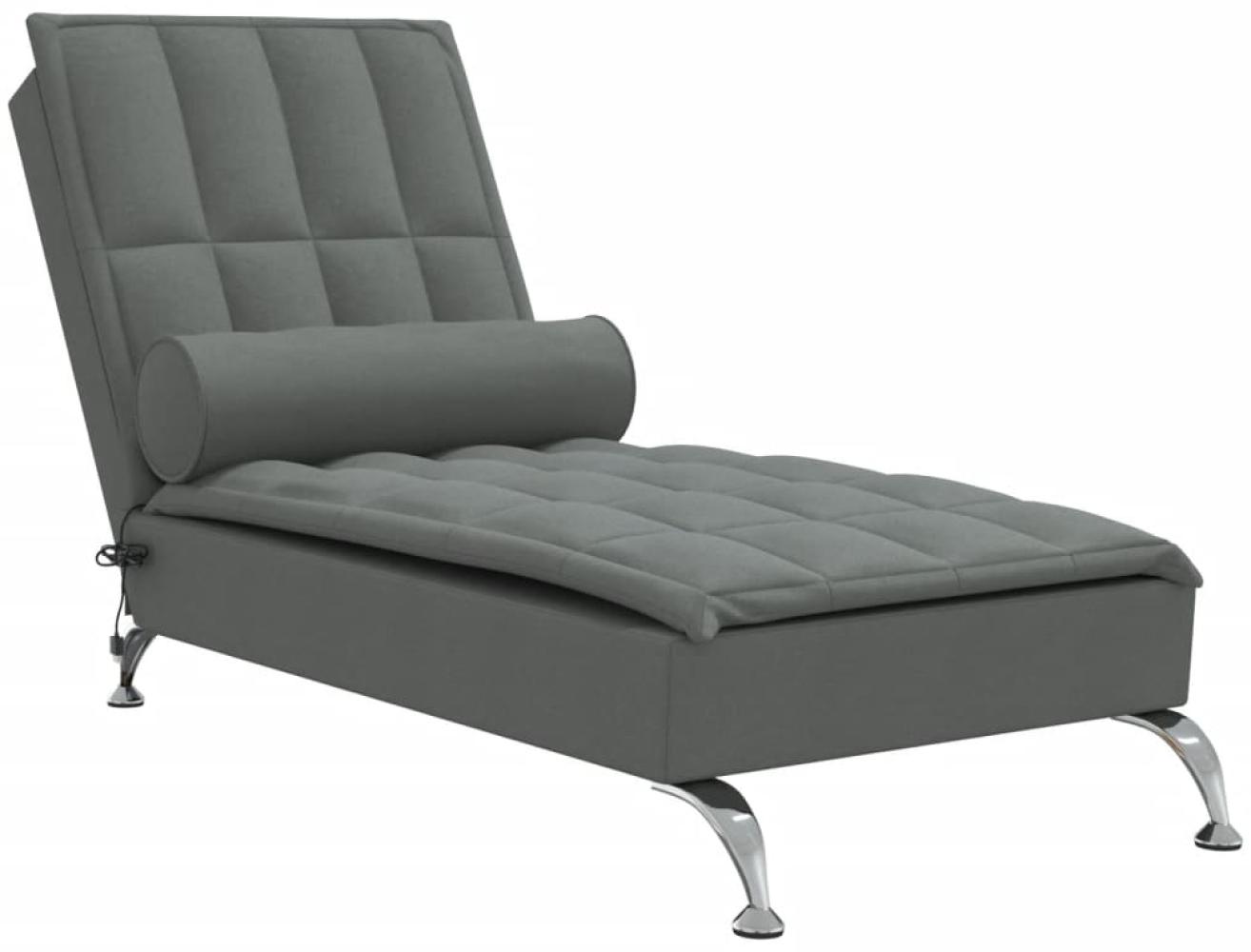 vidaXL Massage-Chaiselongue mit Nackenrolle Dunkelgrau Stoff 379444 Bild 1