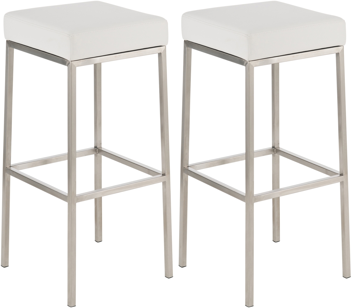2er Set Barhocker BIDAN - Kunstleder Weiß 37 x 37 x 80 cm | Barstuhl Mit Lehne Tresenhocker Tresenstuhl Kneipenhocker Kneipenstuhl Bild 1