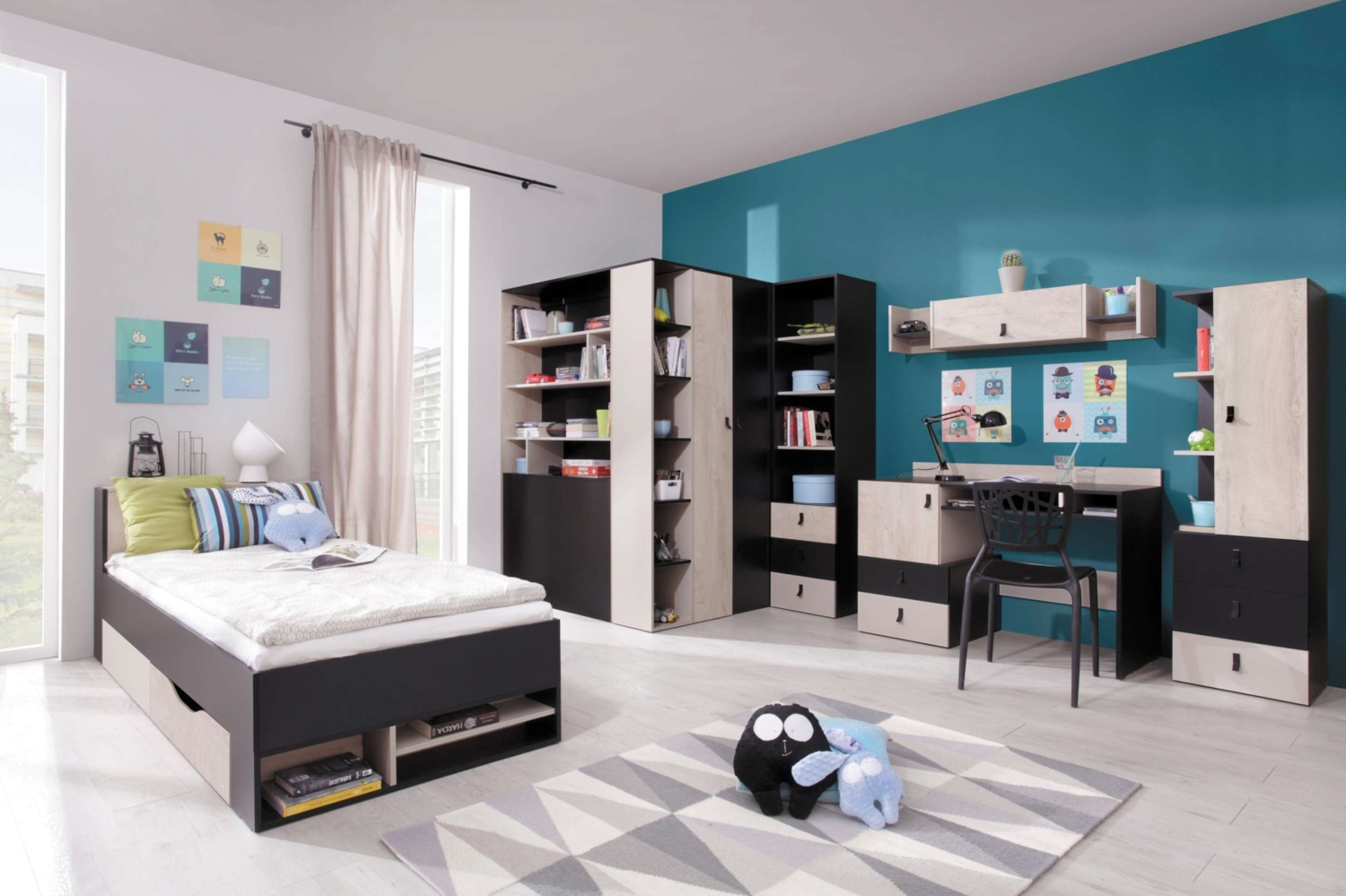 99rooms Sirius Kinderzimmer-Set Schwarz Eiche Beige Bild 1