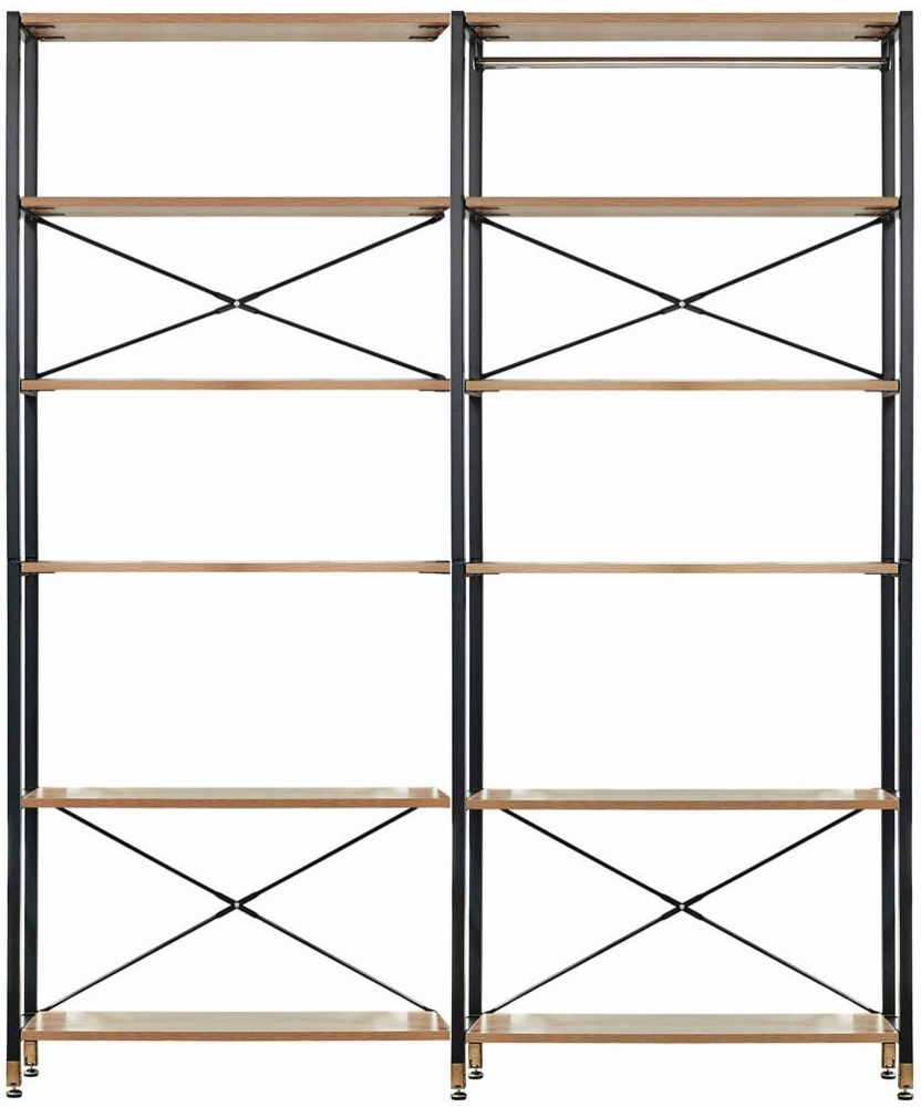Regal-Set 30 x 167 x 210 cm Metall MDF mit Akazie-Dekor Schwarz Natur Bild 1