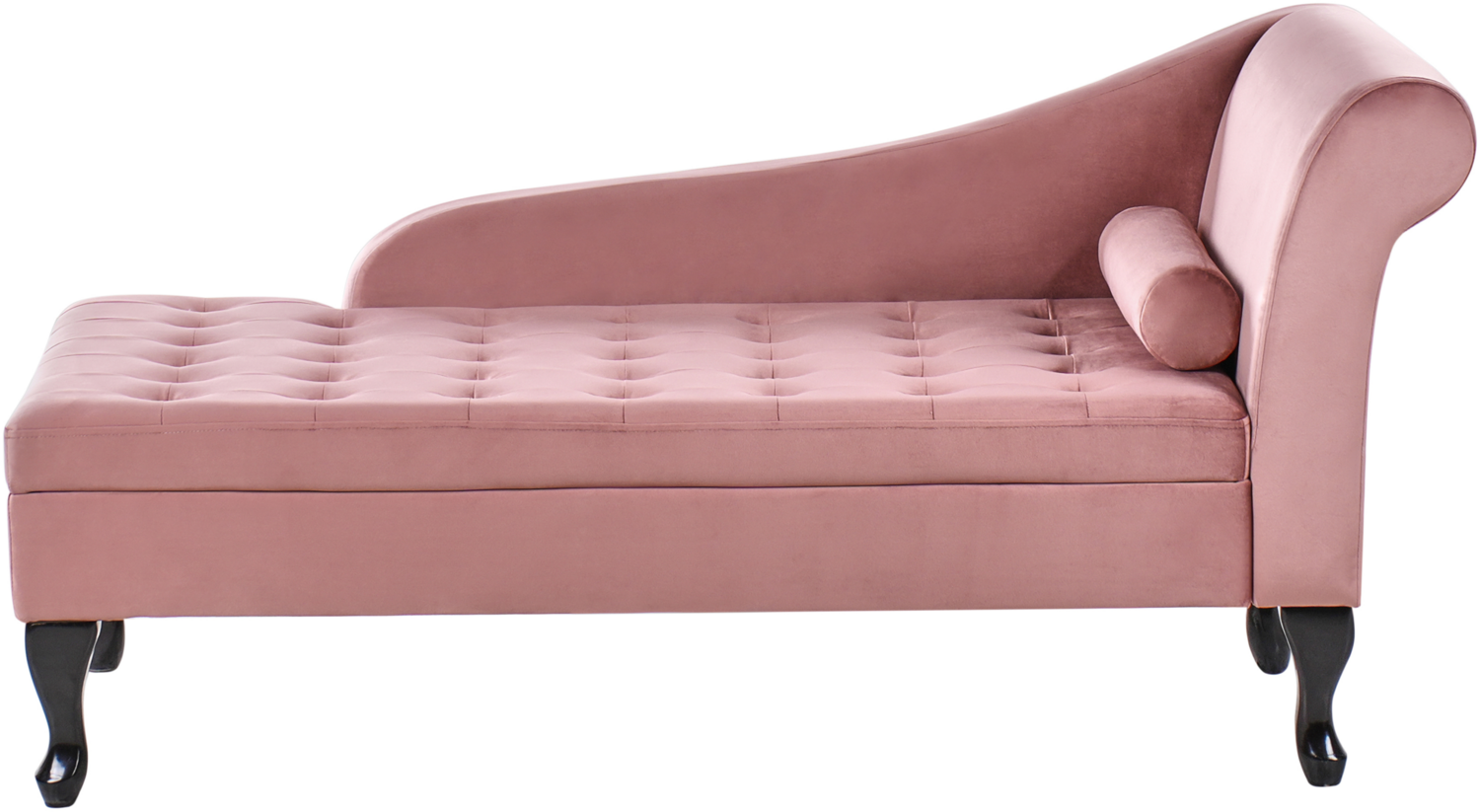 Chaiselongue Samtstoff rosa mit Bettkasten rechtsseitig PESSAC Bild 1