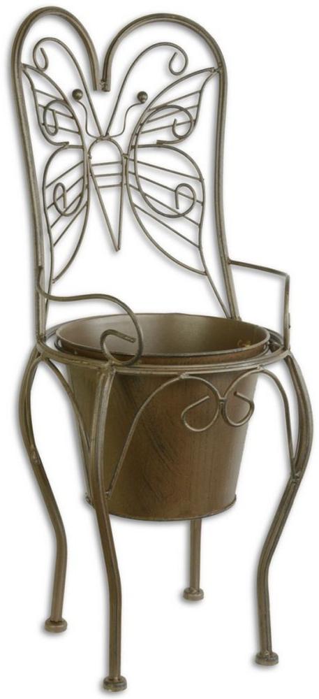 Casa Padrino Jugendstil Blumentopf Braun 24,1 x 25,5 x H. 59 cm - Metall Planzentopf im Gartenstuhl Design - Garten & Terrassen Deko Bild 1