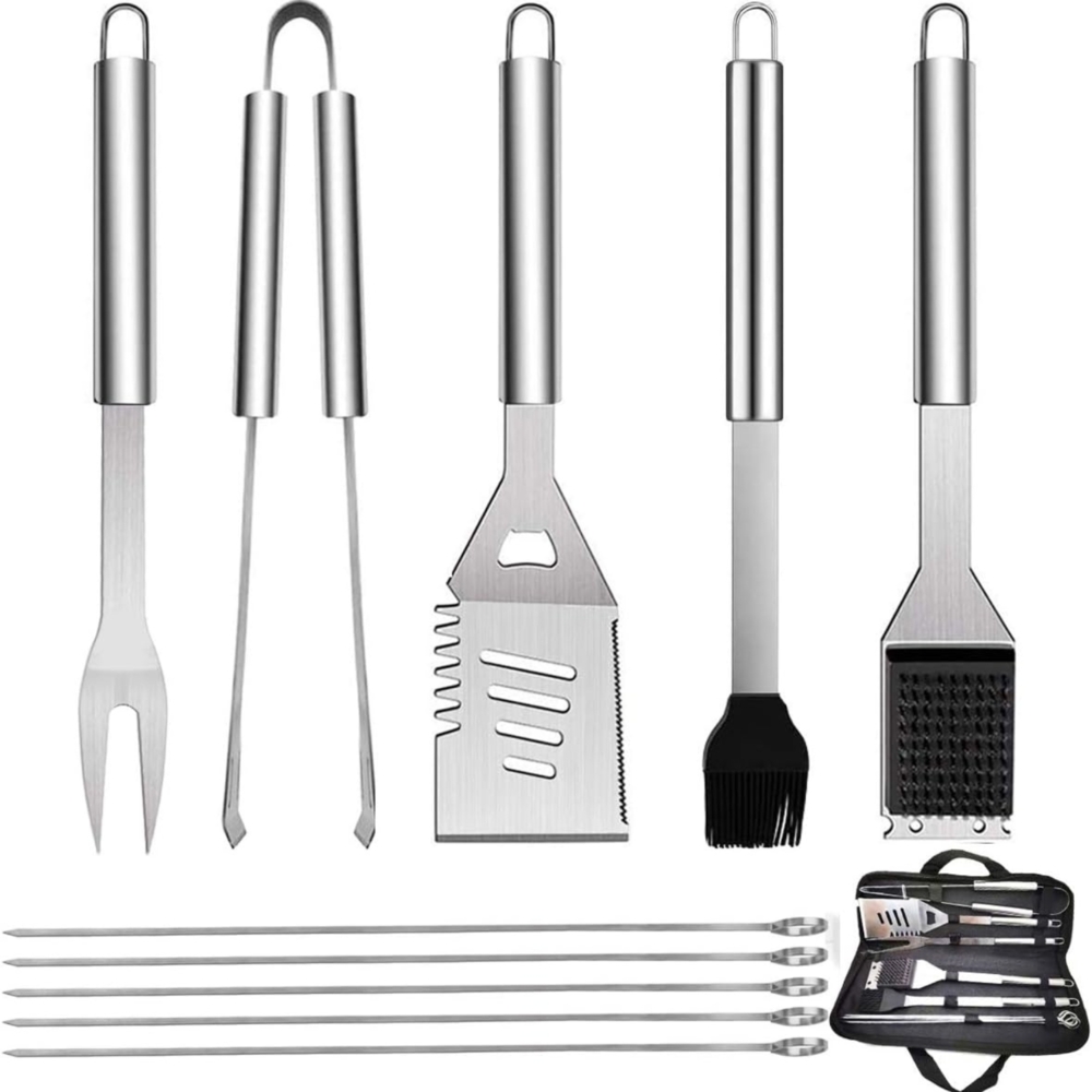 Grillbesteck Set Edelstahl 10Stk Grillzubehör Männer Geschenk Grillwerkzeug Bild 1