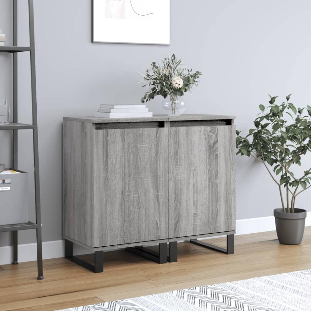 vidaXL Sideboards 2 Stk. Grau Sonoma 40x35x70 cm Holzwerkstoff 831081 Bild 1