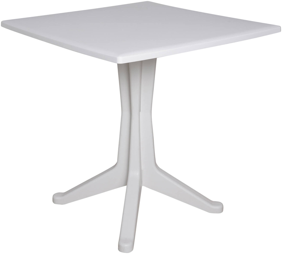 Dmora Außentisch Agostini, festes quadratisches Regal, Mehrzweck-Gartentisch, 100 % Made in Italy, 70 x 70 x 72 cm, Weiß Bild 1