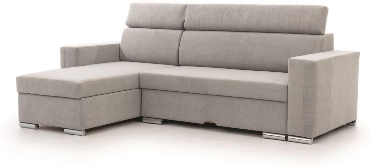 Ecksofa Schlafsofa Sofa CANTON in Stoff Camelia Hellgrau Ottomane Links Bild 1