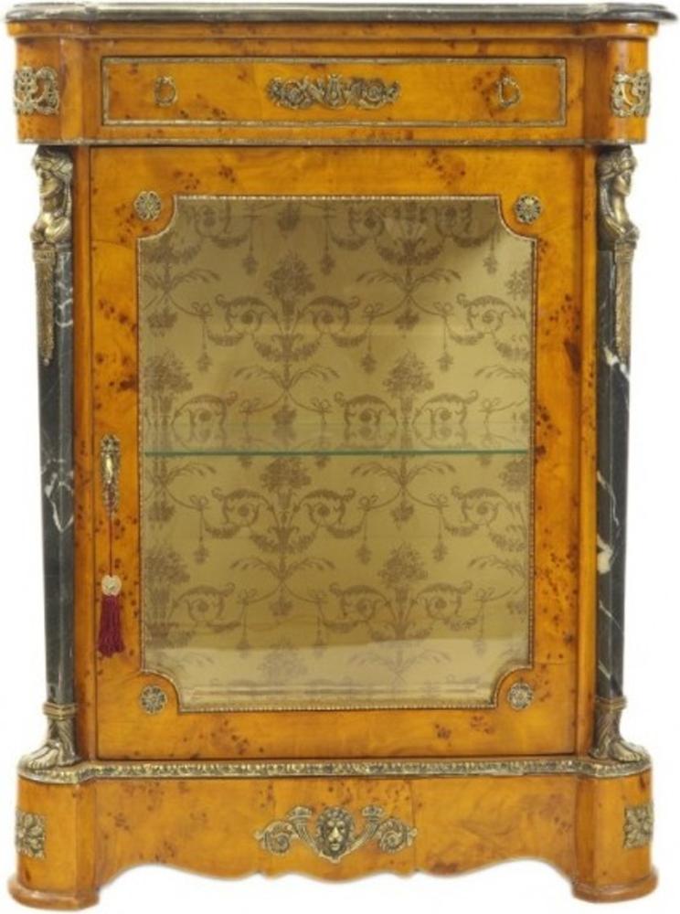 Casa Padrino Empire Vitrine Vogelaugenahorn - Handgefertigt aus Massivholz - Barock Vitrinenschrank Bild 1