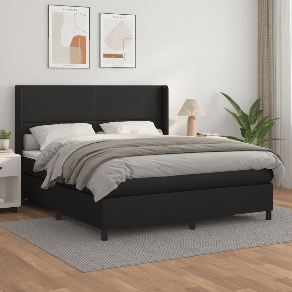 vidaXL Boxspringbett mit Matratze Schwarz 180x200 cm Kunstleder 3132393 Bild 1