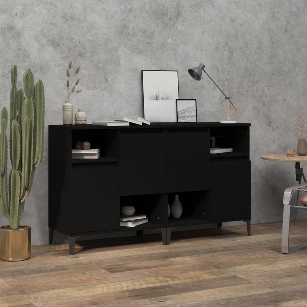 vidaXL Sideboards 2 Stk. Schwarz 60x35x70 cm Holzwerkstoff 3185728 Bild 1