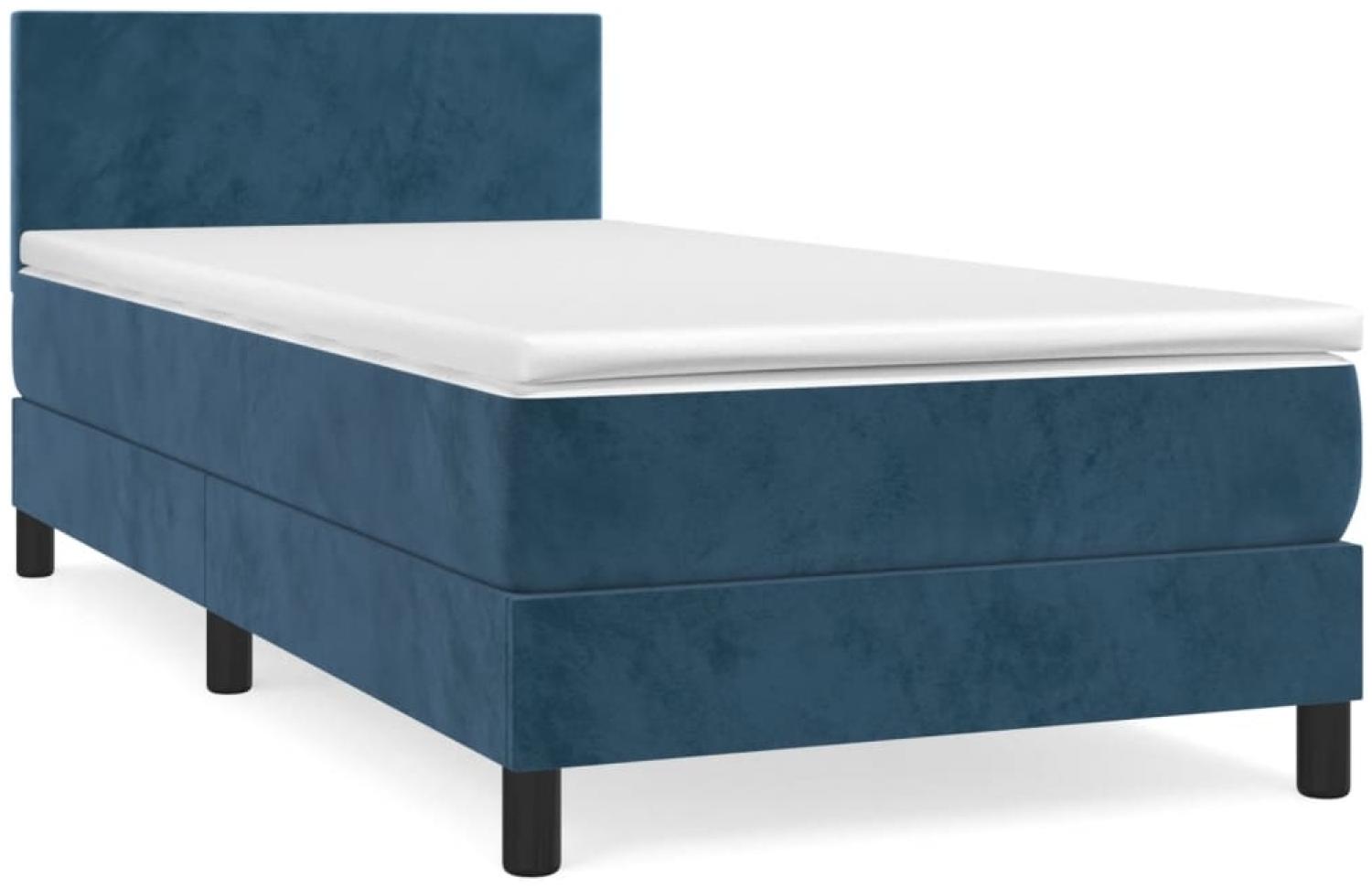 vidaXL Boxspringbett mit Matratze Dunkelblau 90x190 cm Samt 3141159 Bild 1
