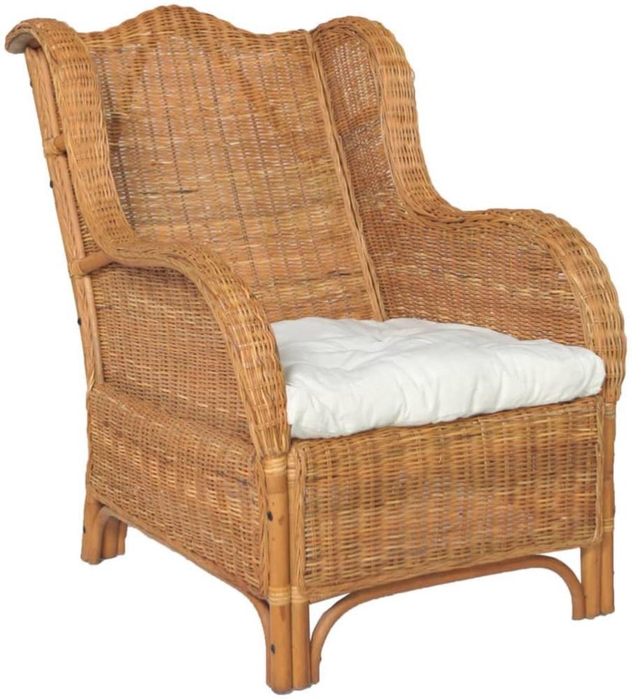 vidaXL Sessel mit Kissen Hellbraun Natürliches Rattan und Leinen 325465 Bild 1