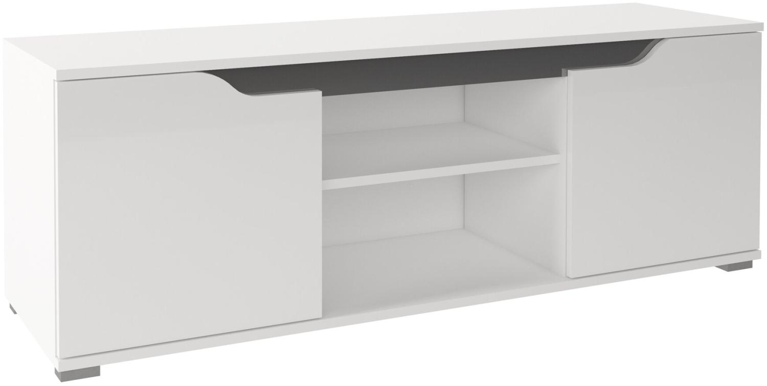 Stylefy Paro Lowboard II Weiß Hochglanz Schwarz Hochglanz Bild 1