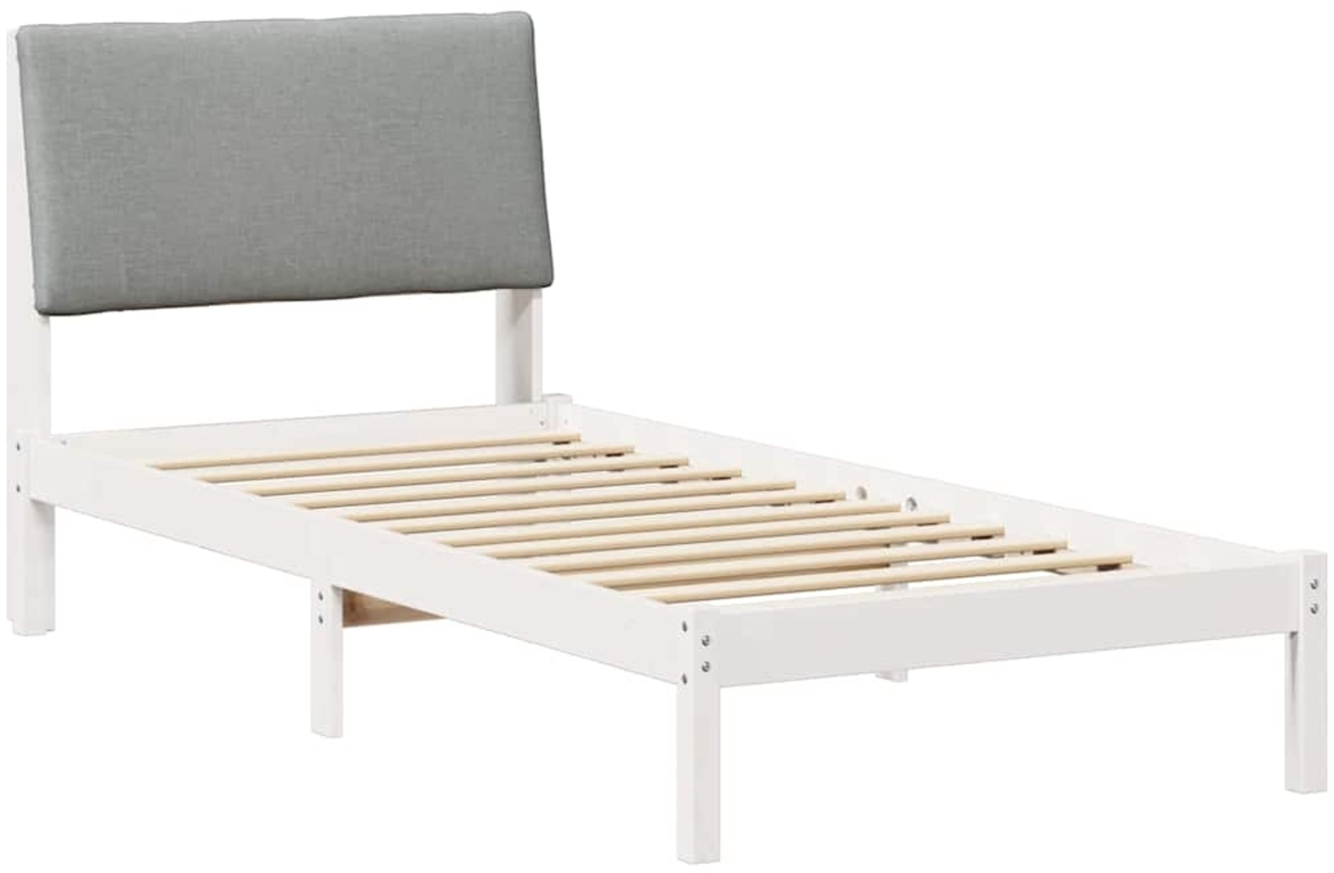 vidaXL Bettgestell Weiß und Hellgrau 90 x 190 cm Massivholz Kiefer 878788 Bild 1