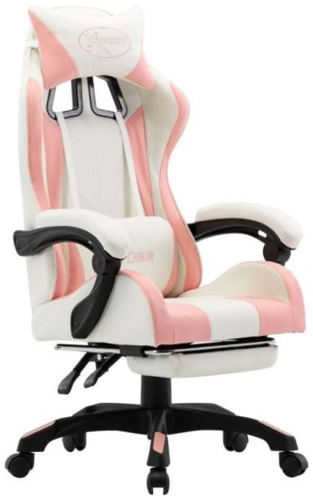 vidaXL Gaming-Stuhl mit Fußstütze Rosa und Weiß Kunstleder 287994 Bild 1