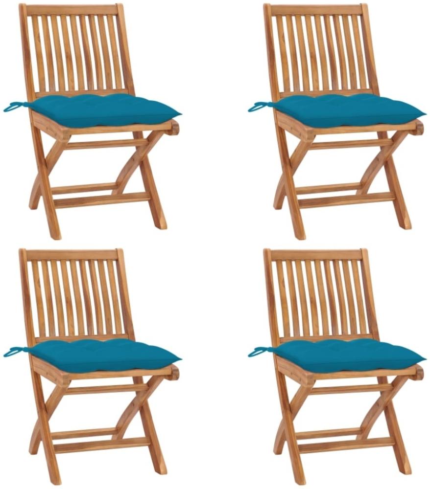 vidaXL Klappbare Gartenstühle mit Kissen 4 Stk. Massivholz Teak 3072826 Bild 1