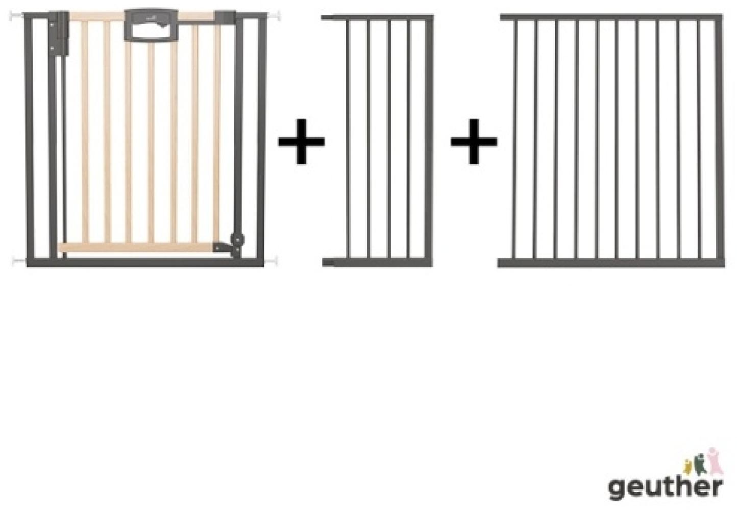 Geuther Türschutzgitter 'Easylock Plus' zum Klemmen für Öffnungen, Holz/ Metall, Natur/ Schwarz, 184,5 cm - 192,5 cm Bild 1