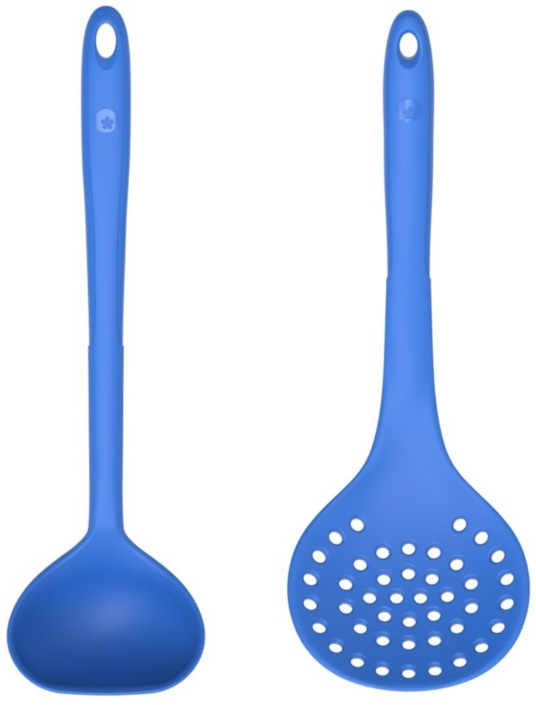 Kochblume Kochbesteck-Set Schaumlöffel + Schöpfkelle L - 2-tlg. - blau Bild 1