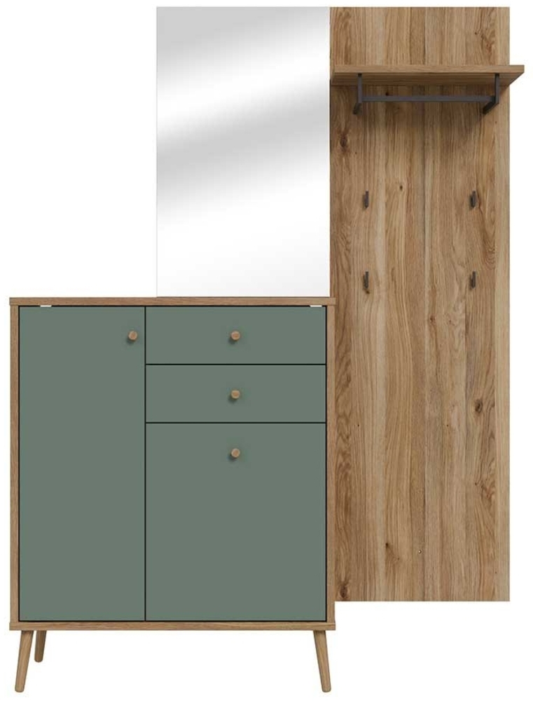 Garderobe Winston / Whenua, Holzwerkstoff, Grün, Holzfarben, 144 x 195 x 42 cm Bild 1