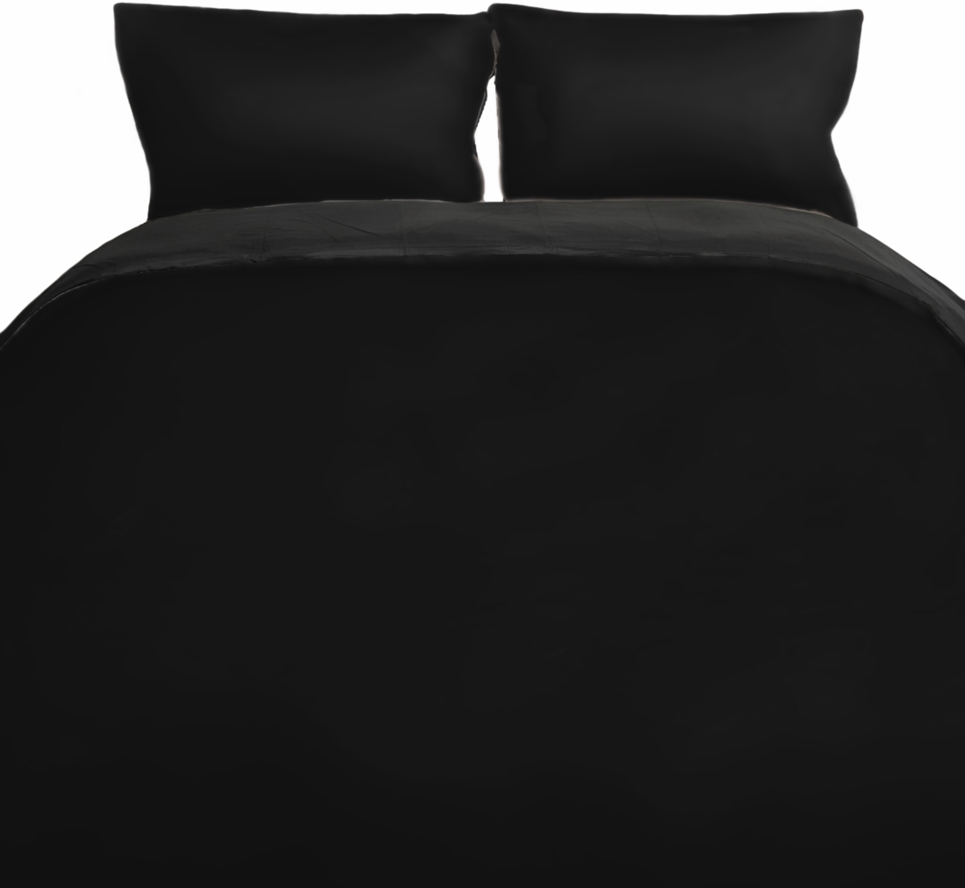 Einfarbige Wendebettwäsche 100% Baumwolle Satin mit Reißverschluss für Einzel- und Doppelbett Schwarz/Anthrazit 200 x 220 cm + 2x 80 x 80 cm Bild 1