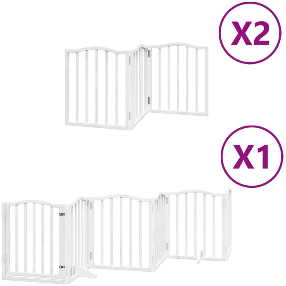vidaXL 12-tlg. Hundetor mit Tür Faltbar Weiß 600 cm Pappelholz 3155592 Bild 1