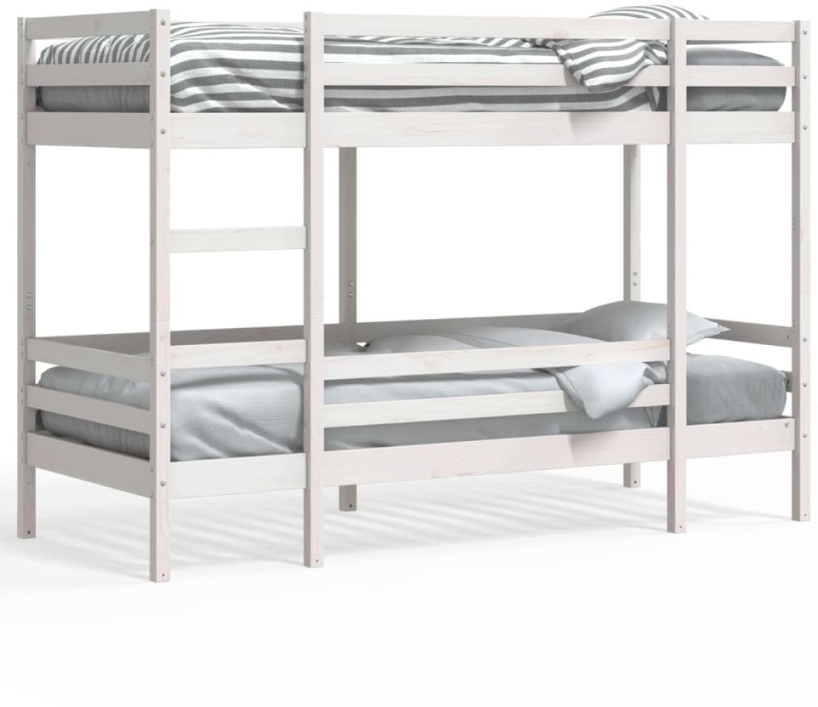 vidaXL Etagenbett Weiß 90x200 cm Massivholz Kiefer 3284219 Bild 1