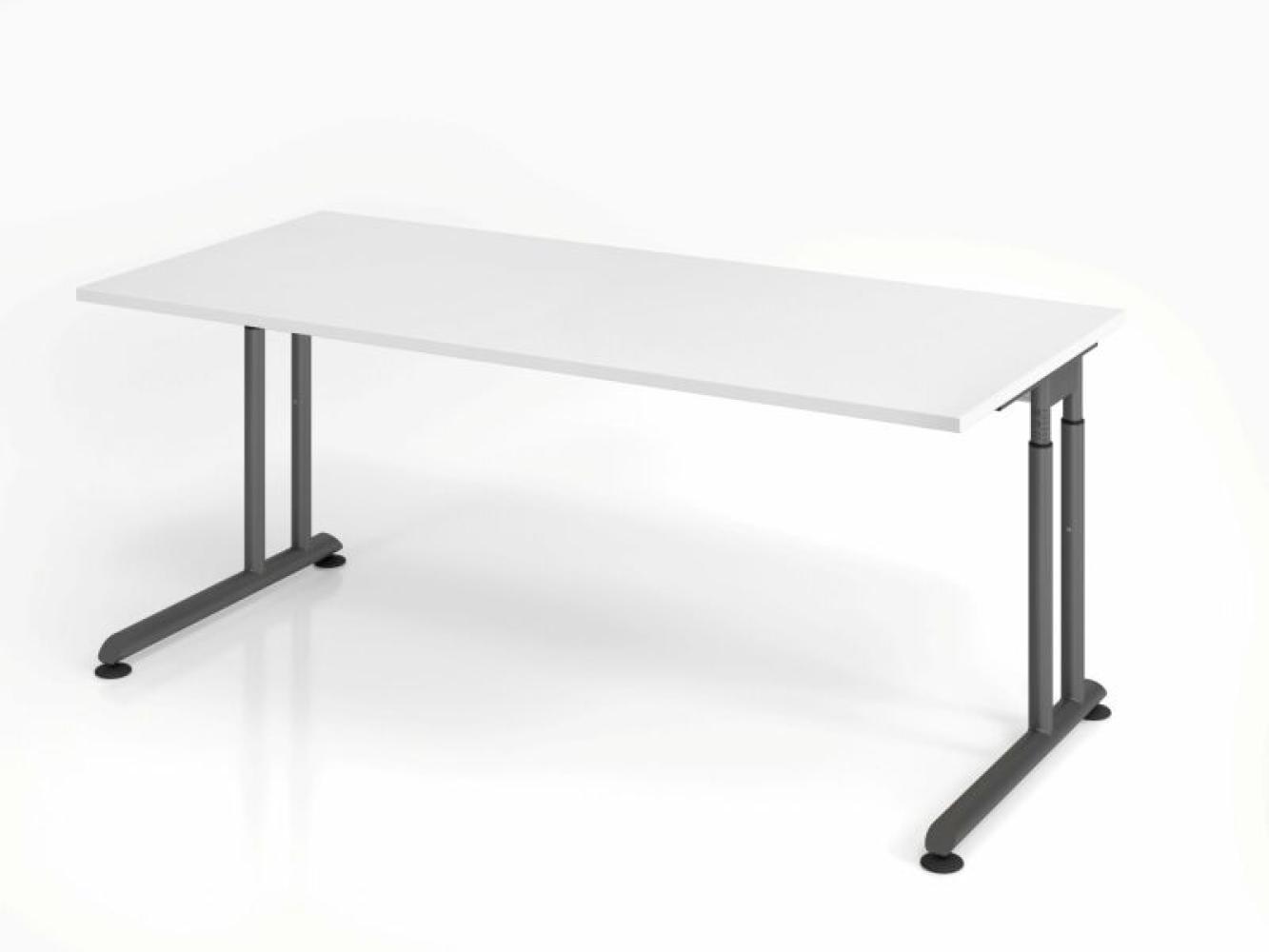 Schreibtisch C-Fuß 180x80cm Weiß/Graphit Bild 1