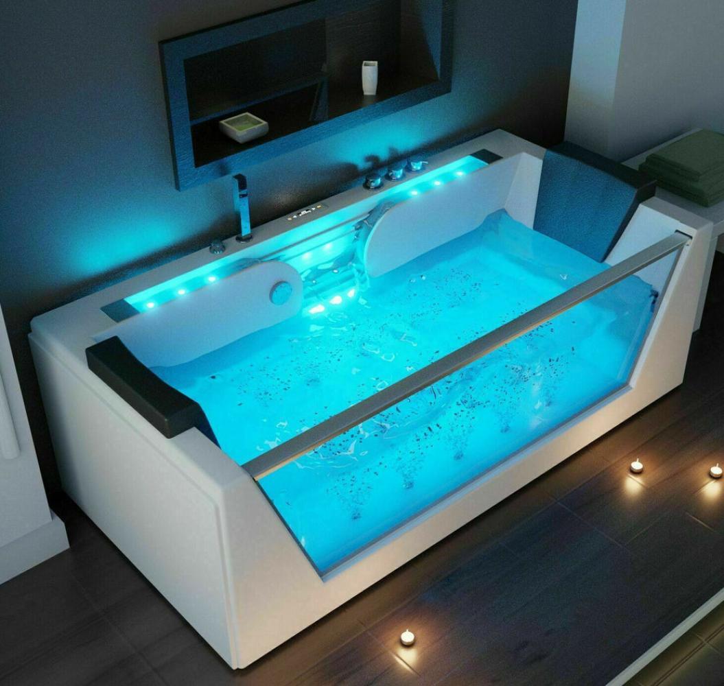 Luxus LED Whirlpool Badewanne SET 179x85cm +Heizung +Hydrojet + Ozon Modell 2024 Bild 1