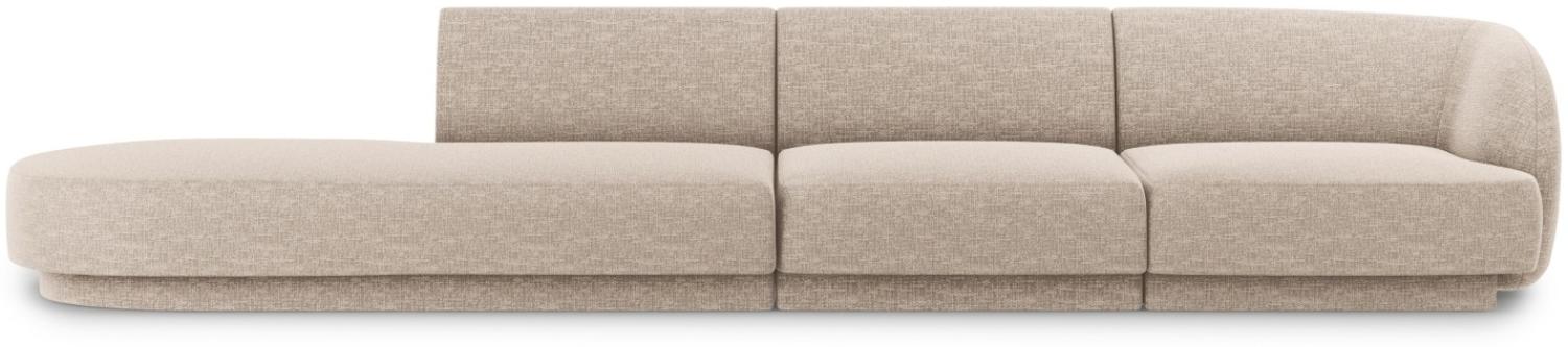 Micadoni 4-Sitzer Links Sofa Miley | Bezug Beige | Beinfarbe Black Plastic Bild 1