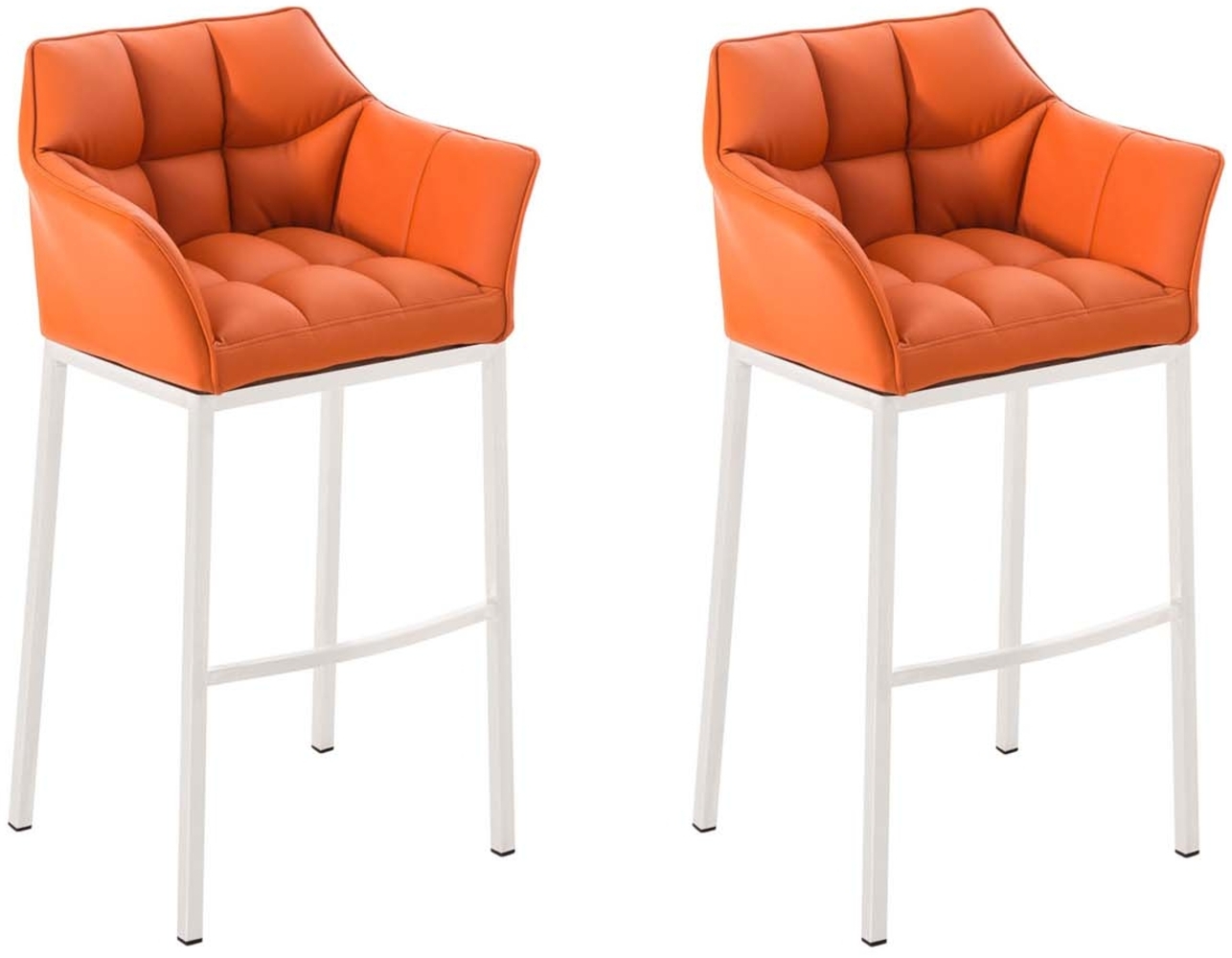 CLP 2er Set Barhocker Damaso Kunstleder mit 4-Fuß Gestell mit 4-Fuß Gestell,orange weiß Bild 1