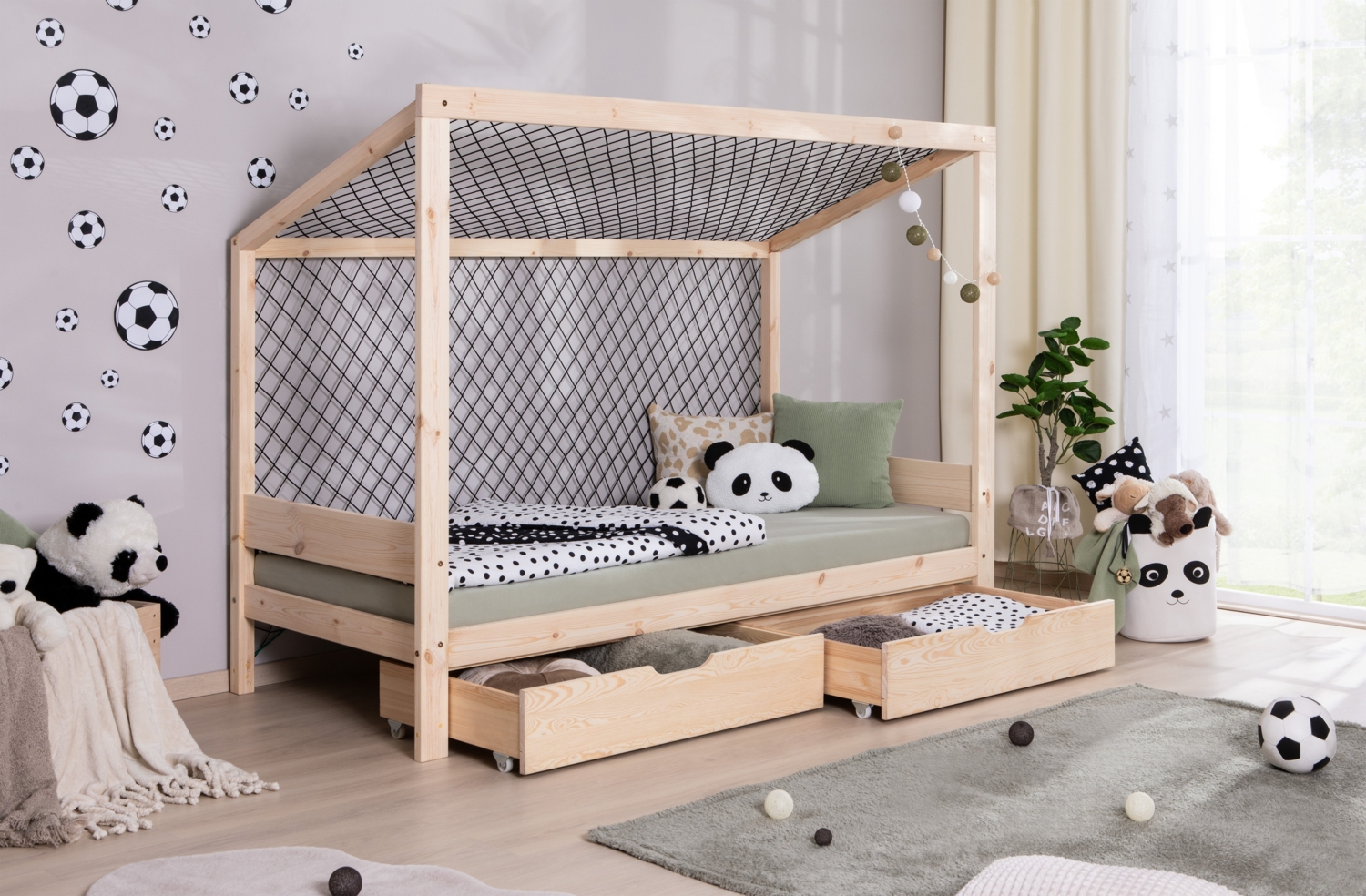 Kinderbett Fußballbett "Kimi" 90x200 Kiefer massiv Bild 1