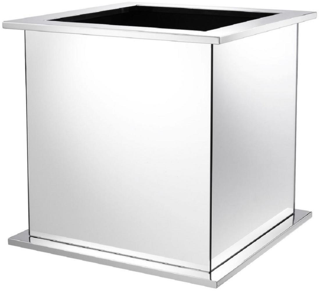 Casa Padrino Luxus Blumentopf Silber 50 x 50 x H. 49 cm - Edelstahl Pflanzentopf mit Spiegelglas Bild 1