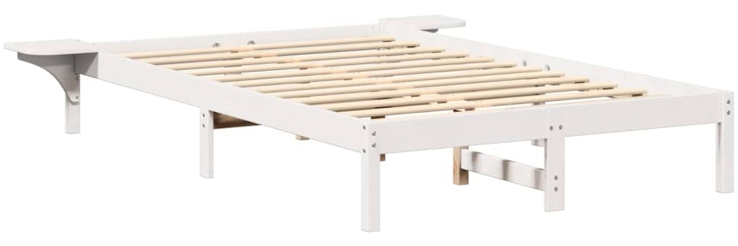 vidaXL Bettrahmen Weiß 135 x 190 cm Massives Kiefernholz 873197 Bild 1