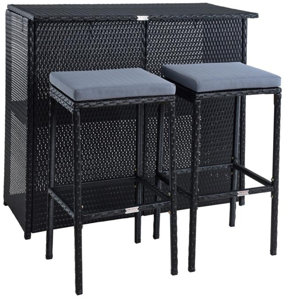 Polyrattan Bar Gartenbar Barset Sitzgruppe Rattan Set Tresen Barhocker Schwarz Bild 1