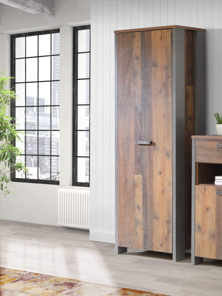Garderobenschrank Stauraumschrank old wood vintage beton dunkelgrau 67cm Bild 1