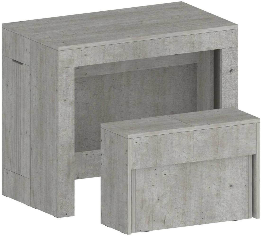 Dmora Tisch- und Stuhlset Badesi, Mehrzweckkomposition, Set mit Konsole und 1 ausziehbarer Bank, 100 % Made in Italy, 66 x 25 x 45 cm, Zement Bild 1