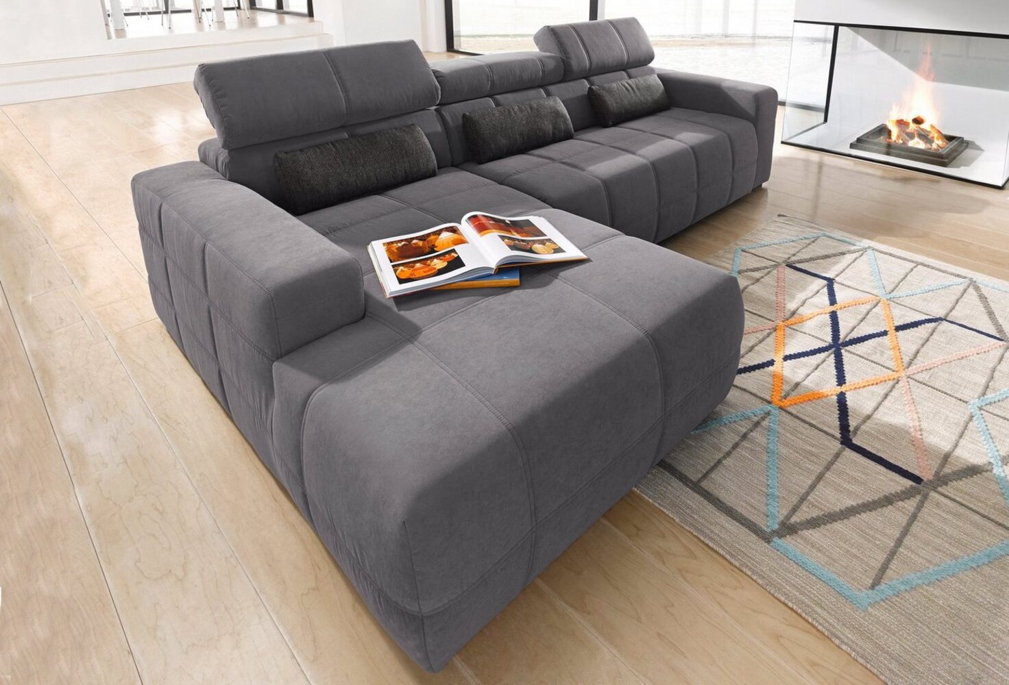 DOMO collection Ecksofa Brandon große Ausführung B/T/H: 289/177/80 cm, auch in Leder und Cord, mit Kopfteilverstellung, wahlweise Sitztiefenverstellung, L-Form Bild 1