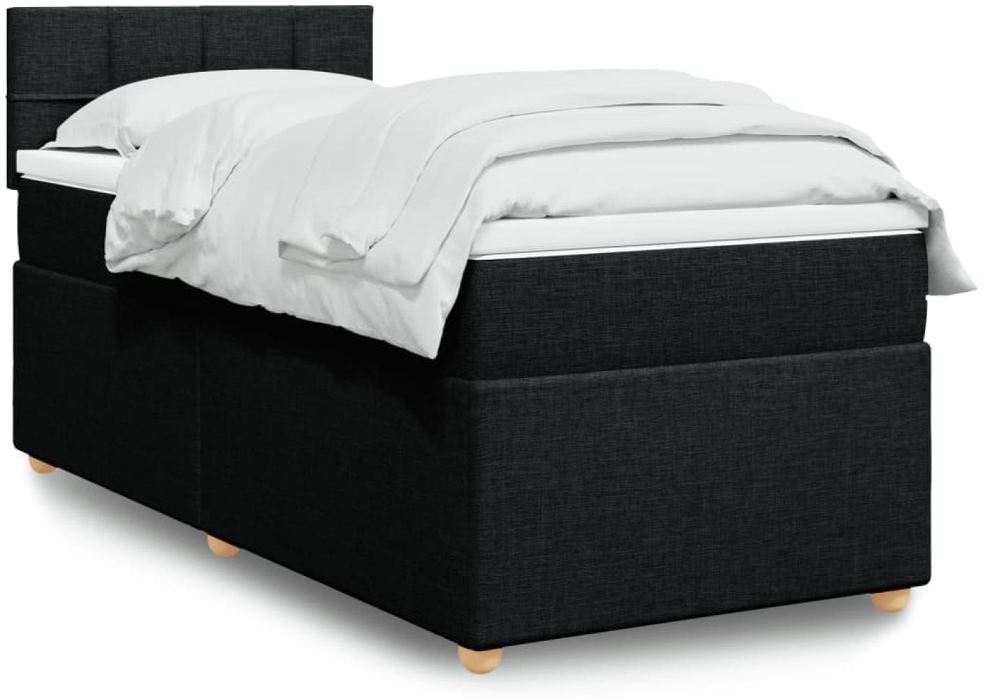 vidaXL Boxspringbett mit Matratze Schwarz 100x200 cm Stoff 3288893 Bild 1